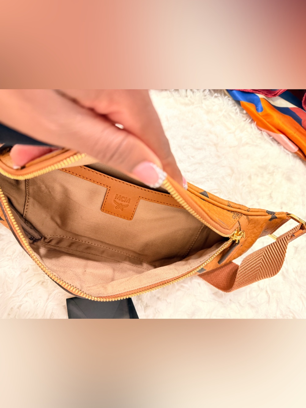 MCM Tan Logo Crossbody Bag - Picture 4 of 4